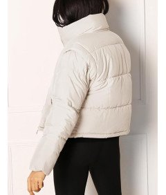 Puchowa Kamizelka Kurtka z Odpinanymi Rękawami Zimowa Biała XL