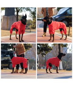 Kurtka Ubranko dla Psa Kamizelka Polarowa Ciepła na Zimę Czerwona 4XL