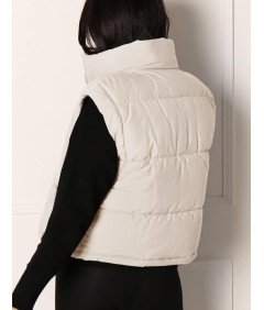 Puchowa Kamizelka Kurtka z Odpinanymi Rękawami Zimowa Biała XL