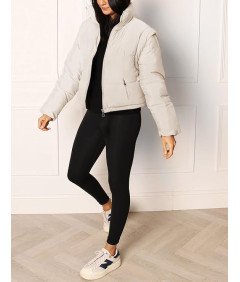 Puchowa Kamizelka Kurtka z Odpinanymi Rękawami Zimowa Biała XL