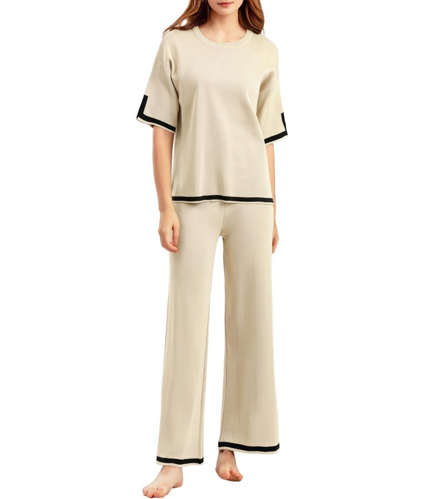 Zestaw Damski Kombinezon Dwuczęściowy Wygodny Komplet Jeden Rozmiar Beżowy