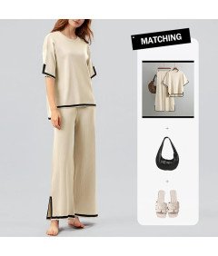 Zestaw Damski Kombinezon Dwuczęściowy Wygodny Komplet Jeden Rozmiar Beżowy