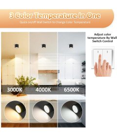 Glenlux Reflektor Sufitowy Lampa LED GX53 9W IP44 3 Barwy Światła Czarny