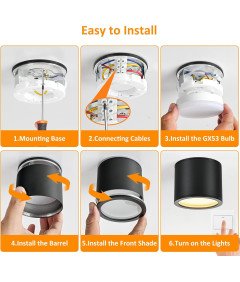 Glenlux Reflektor Sufitowy Lampa LED GX53 9W IP44 3 Barwy Światła Czarny