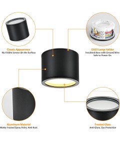 Glenlux Reflektor Sufitowy Lampa LED GX53 9W IP44 3 Barwy Światła Czarny