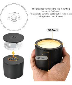 Glenlux Reflektor Sufitowy Lampa LED GX53 9W IP44 3 Barwy Światła Czarny