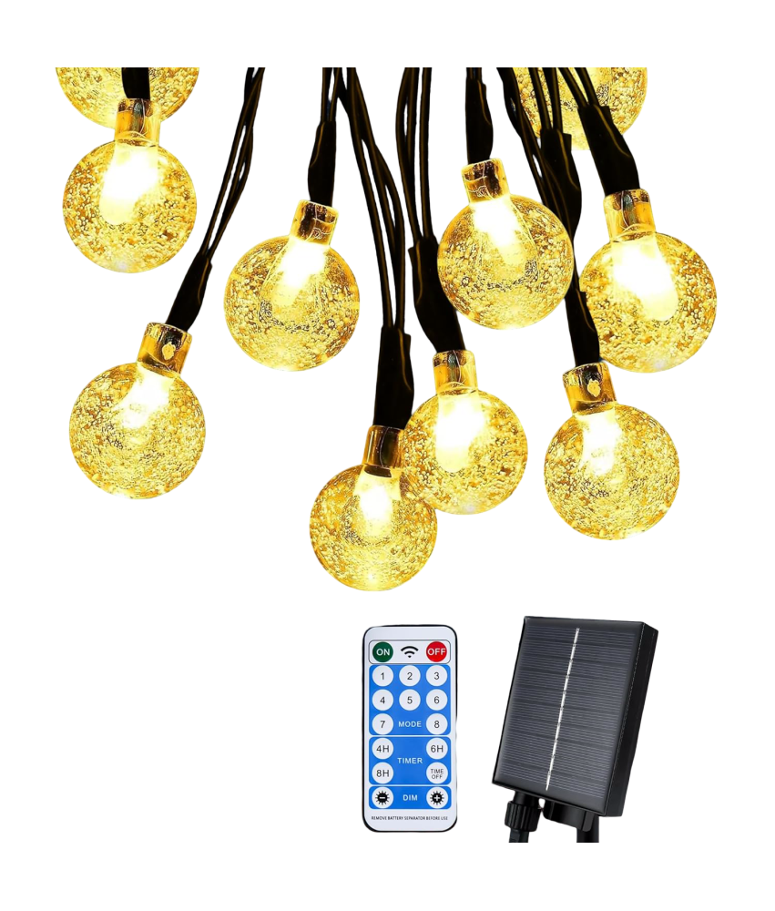 Lampki Solarne Girlanda 10m 65 Diod Kule LED 8 Trybów Wodoodporne IP65