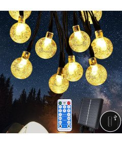 Lampki Solarne Girlanda 10m 65 Diod Kule LED 8 Trybów Wodoodporne IP65