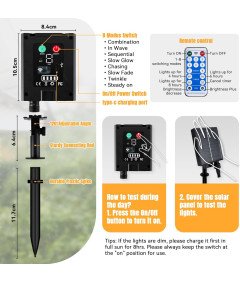 Lampki Solarne Girlanda 10m 65 Diod Kule LED 8 Trybów Wodoodporne IP65
