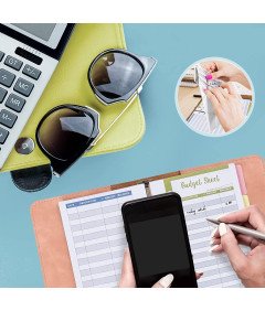 Segregator Budżetowy A6 Binder Pierścieniowy ze Skóry PU 12 Stron Różowy