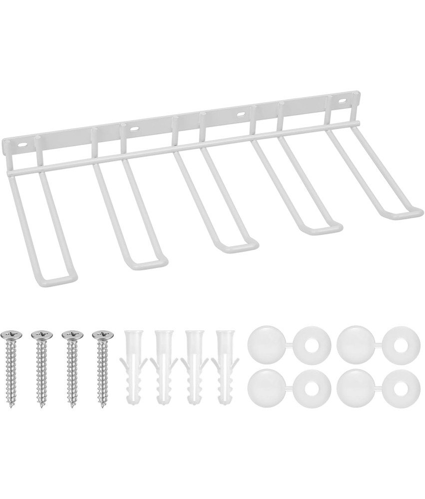 Uchwyt Ścienny na Narzędzia Wiertarkę 4 Wieszaki Organizer do Garażu Biały