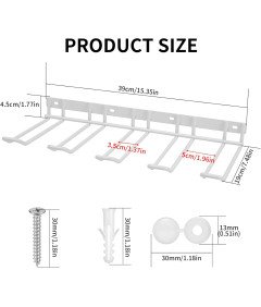 Uchwyt Ścienny na Narzędzia Wiertarkę 4 Wieszaki Organizer do Garażu Biały