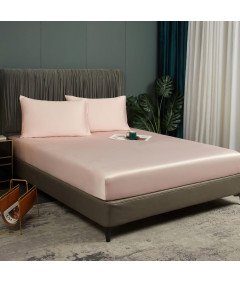 Prześcieradło z Gumką 90x200x30 cm Gładkie Oddychające Eleganckie Różowe