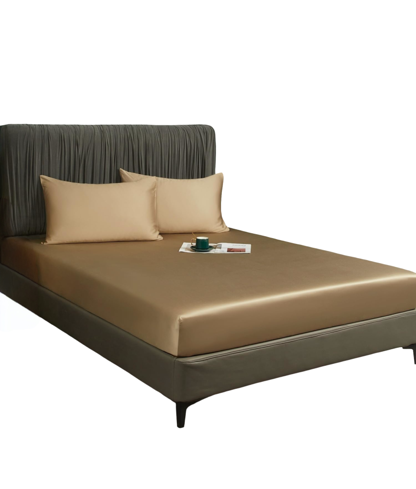 Prześcieradło z Gumką 140x200x30 cm Gładkie Oddychające Eleganckie Brązowe