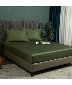 Prześcieradło z Gumką 140x200x30 cm Gładkie Oddychające Eleganckie Oliwkowe