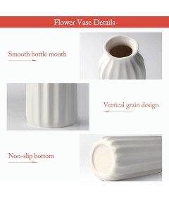 Ceramiczny Wazon Zestaw 2 Sztuki Żebrowane w Stylu Boho Białe