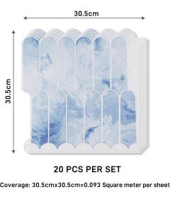 Samoprzylepne Panele Ścienne 20 Sztuk 30,5 x 30,5 cm 1,86 m² Niebieskie