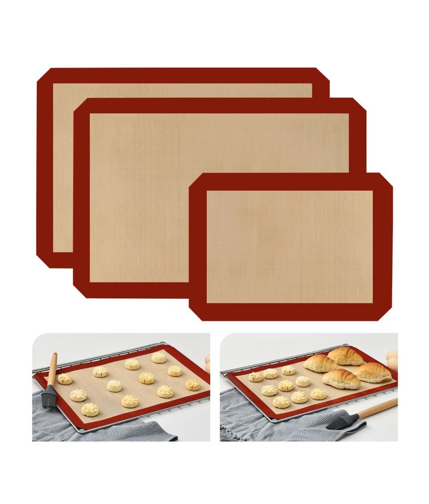 Zestaw 3 Maty Silikonowe do Pieczenia bez BPA 2x 29,5x42 cm i 1x 29x21 cm
