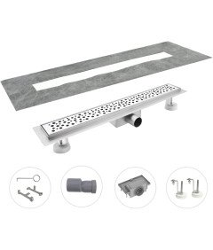 Odpływ Liniowy Prysznicowy Bąbelkowy Stal Nierdzewna z Syfonem 120x11 cm