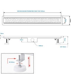 Odpływ Liniowy Prysznicowy Bąbelkowy Stal Nierdzewna z Syfonem 120x11 cm