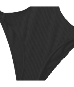 Damski Strój Kostium Kąpielowy Jednoczęściowy z Wycięciem Czarny XL