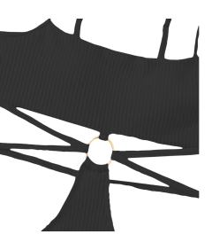 Damski Strój Kostium Kąpielowy Jednoczęściowy z Wycięciem Czarny XL