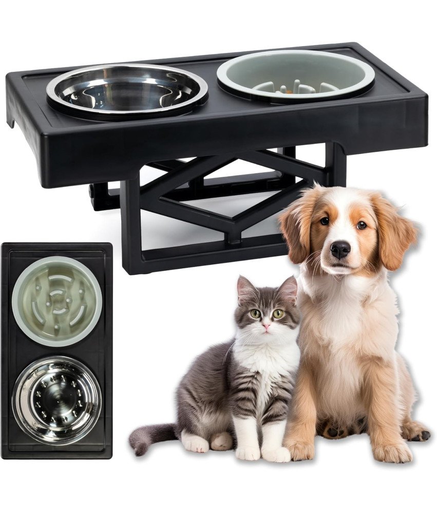 Zestaw 2 Podwyższane Miski dla Psa Regulowana Wysokość 20–30cm Ergonomiczne