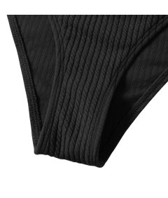 Damski Strój Kąpielowy Bikini Dwuczęściowy Wysoki Stan Czarne M