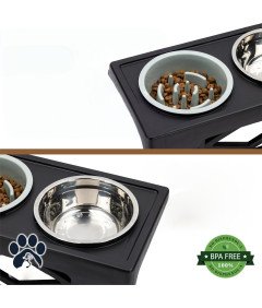 Zestaw 2 Podwyższane Miski dla Psa Regulowana Wysokość 20–30cm Ergonomiczne