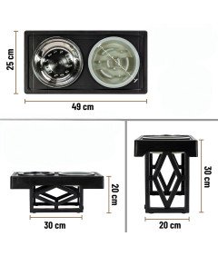 Zestaw 2 Podwyższane Miski dla Psa Regulowana Wysokość 20–30cm Ergonomiczne