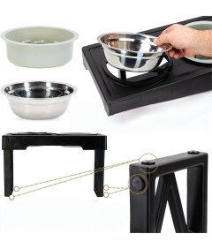 Zestaw 2 Podwyższane Miski dla Psa Regulowana Wysokość 20–30cm Ergonomiczne