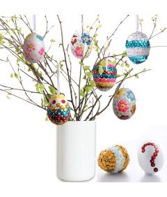 Wielkanocne Jajka Pisanki Styropianowe 20 Sztuk Dekoracja DIY z Cekinami