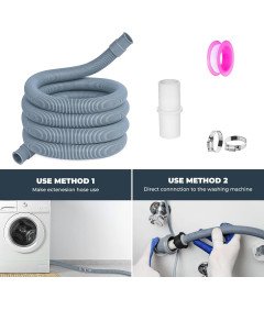 Uniwersalny Wąż Odpływowy 2,5 m Zestaw Przedłużający do Pralki i Zmywarki