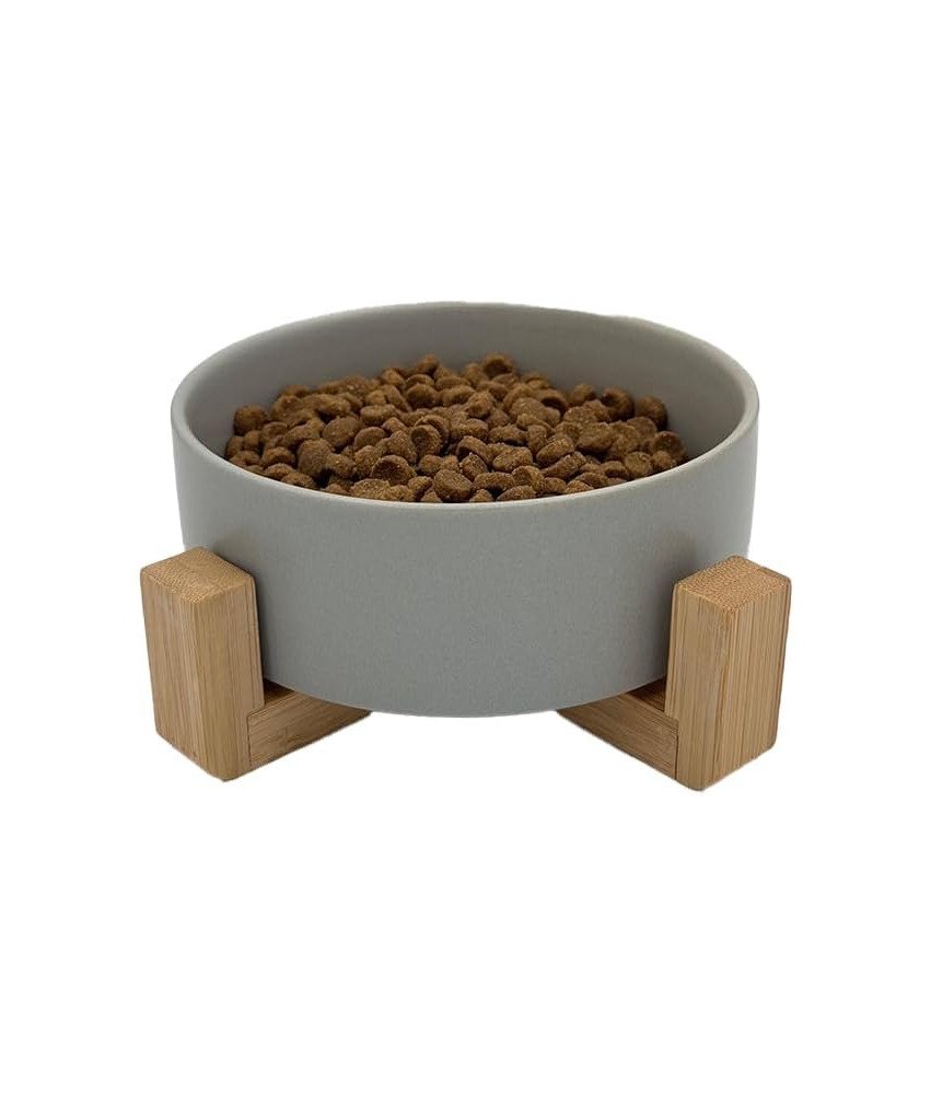 Miska Ceramiczna Dla Psa Kota 480ml z Bambusową Podstawką Antypoślizgową