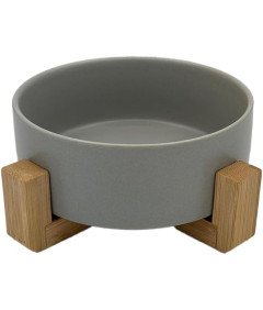 Miska Ceramiczna Dla Psa Kota 480ml z Bambusową Podstawką Antypoślizgową