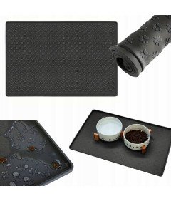 Silikonowa Mata dla Psa Kota 30x48 cm Wodoodporna Antypoślizgowa Czarna