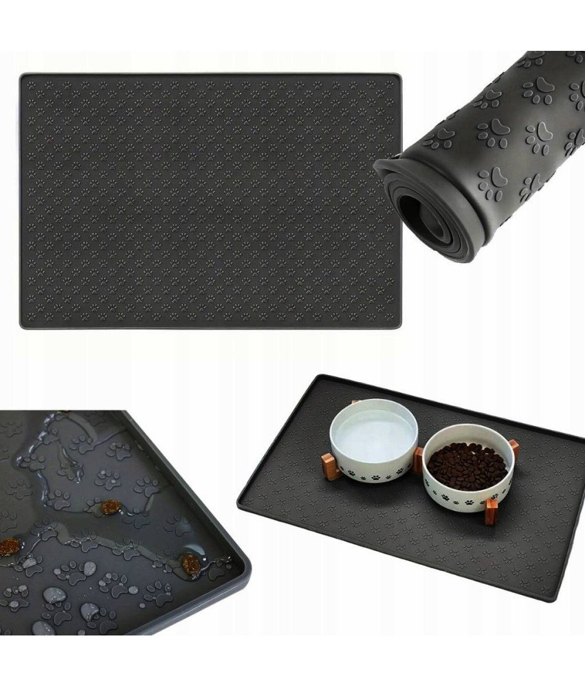 Silikonowa Mata dla Psa Kota 30x48 cm Wodoodporna Antypoślizgowa Czarna