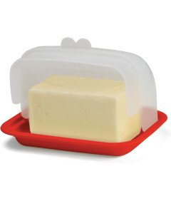 Maselniczka z Pokrywką Szeroki Pojemnik Plastikowy do Kuchni Czerwona