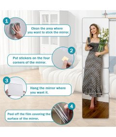 Akrylowe Naklejki Ścienne Lustrzane 4 Sztuki Samoprzylepne Płytki 20x20 cm