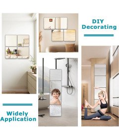 Akrylowe Naklejki Ścienne Lustrzane 4 Sztuki Samoprzylepne Płytki 20x20 cm