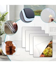 Akrylowe Naklejki Ścienne Lustrzane 4 Sztuki Samoprzylepne Płytki 20x20 cm