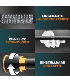 MEISENBERG Drążek Teleskopowy Karnisz Bez Wiercenia 120-170 cm Czarny