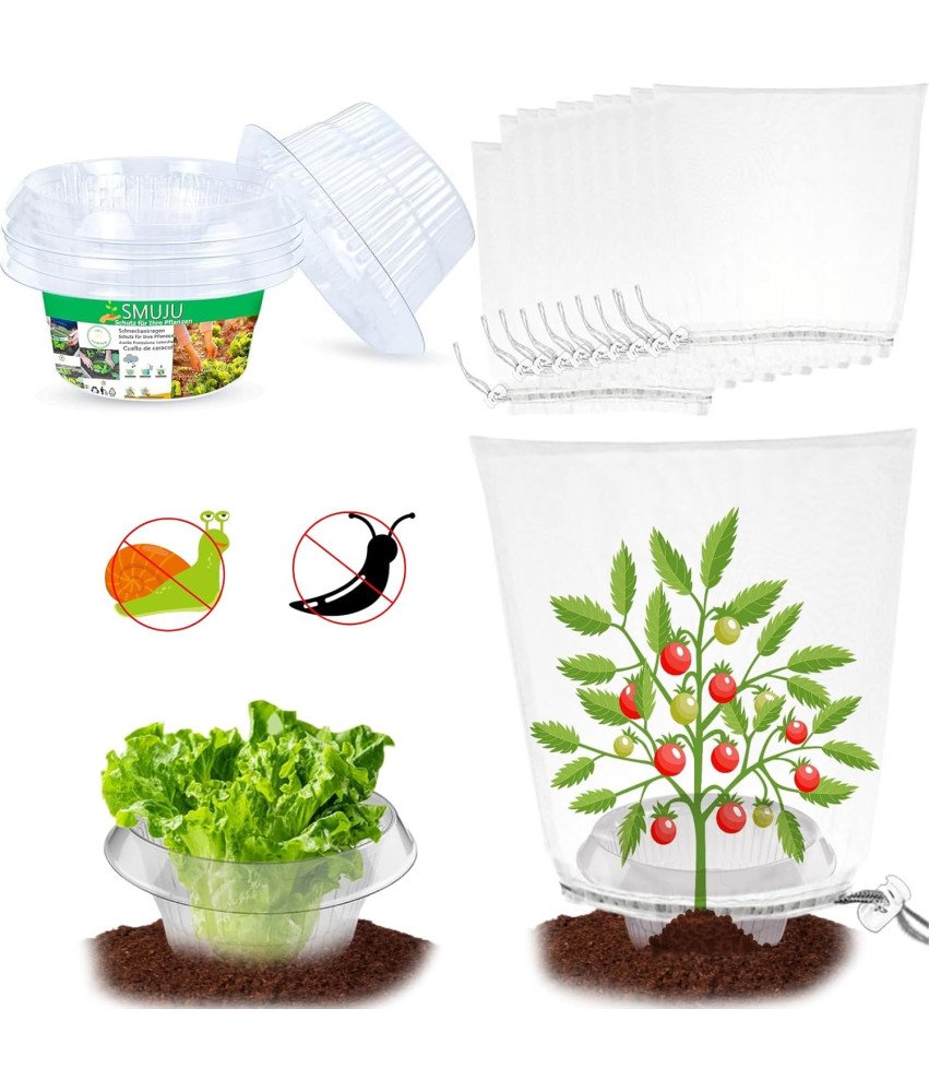 Zestaw 25 Kołnierzy 25 Siatek do Ochrony Roślin Przeciw Ślimakom i Owadom