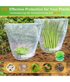 Zestaw 12 Kołnierzy 12 Siatek do Ochrony Roślin Przeciw Ślimakom i Owadom