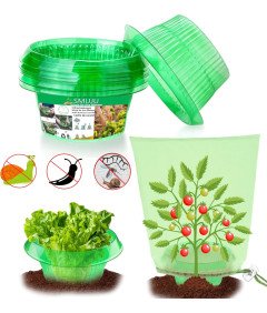 Zestaw 25 Kołnierzy 25 Siatek do Ochrony Roślin Przeciw Ślimakom i Owadom