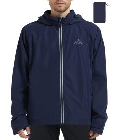 ATLASLAVA Męska Kurtka Przeciwdeszczowa Rowerowa do Biegania Niebieska L