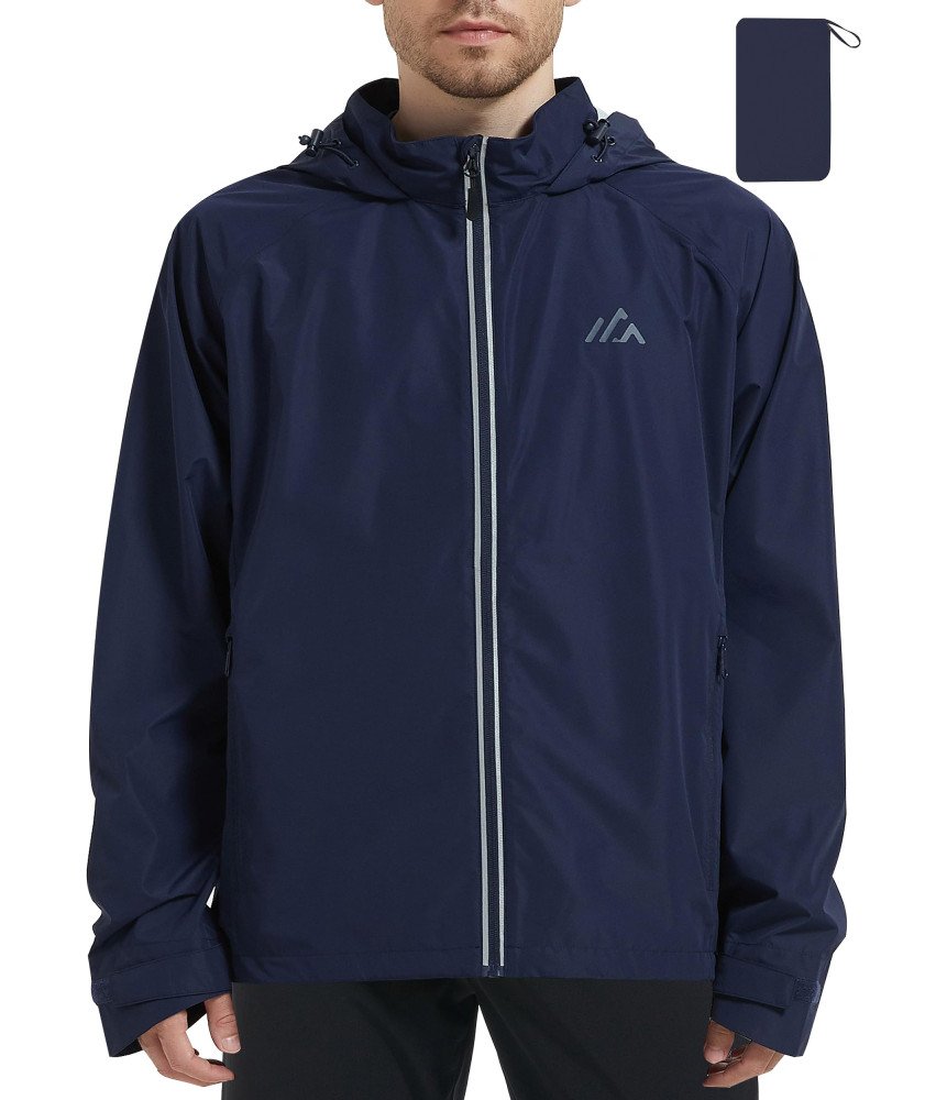 ATLASLAVA Męska Kurtka Przeciwdeszczowa Rowerowa do Biegania Niebieska L