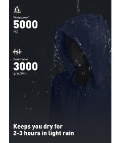 ATLASLAVA Męska Kurtka Przeciwdeszczowa Rowerowa do Biegania Niebieska L