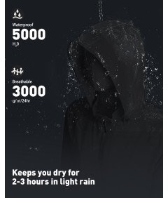 ATLASLAVA Męska Kurtka Przeciwdeszczowa Rowerowa do Biegania Czarna XXL