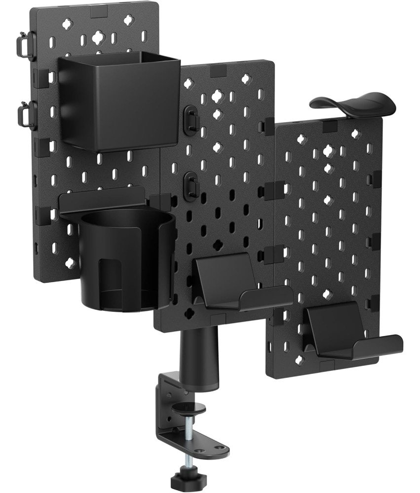 Biurkowa Tablica Perforowana na Akcesoria dla Graczy Obracana 360° Czarna